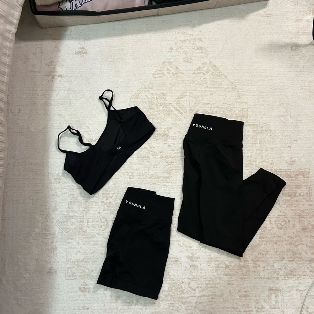 YoungLA Bra, Black Leggings and Shorts Set - Picture 3 of 3